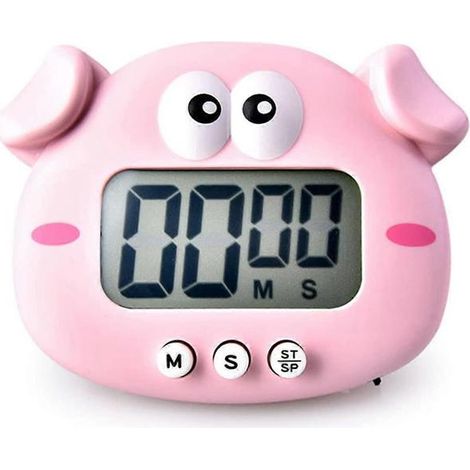 Minuteur de cuisine, minuteur de compte à rebours avec motif animal mignon, minuteur de cuisine numérique magnétique, horloge visuelle à grand écran LCD, réveil à suspendre avec support (1/5)