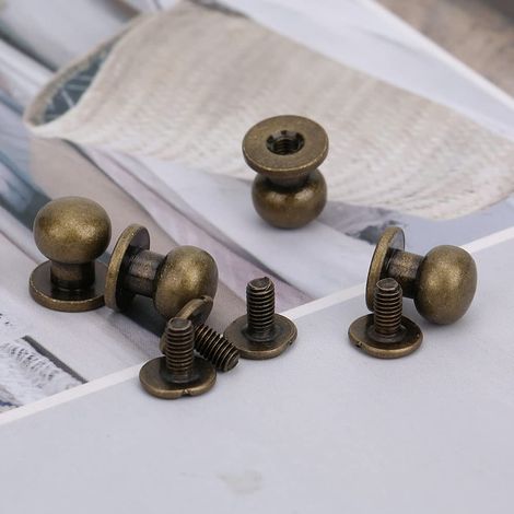 20 pièces 9 x 8 mm DIY rivets en cuivre tête ronde mamelon clou sac chaussures accessoires pour cuir (tête de moine bronze (1/5)