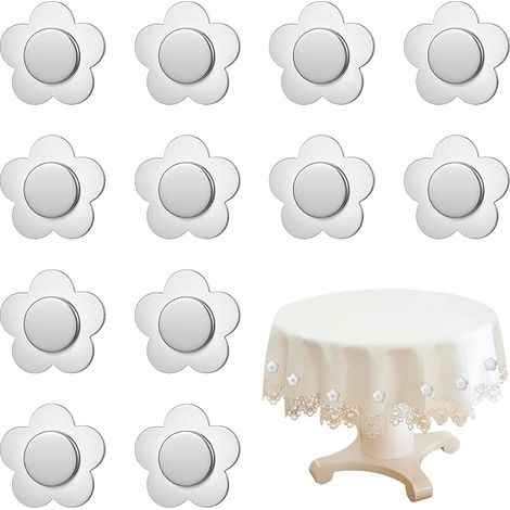 12 pesas para manteles, clips magnéticos de acero inoxidable, soportes para manteles con forma de flor para uso en exteriores y picnics, resistentes al viento, para acampar y actividades al aire libre (1/5)
