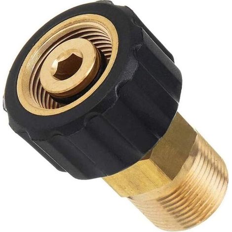 ALLIANDISRaccord rapide haute pression M22 femelle à mâle 15/14 mm pour nettoyeur – adaptateur universel (1/4)