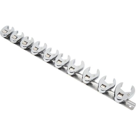 Beyamis Jeu de 10 clés à œil de corbeau, tailles 10 à 22 mm, clé à douille métrique pour cliquet 3/8 po (1/5)