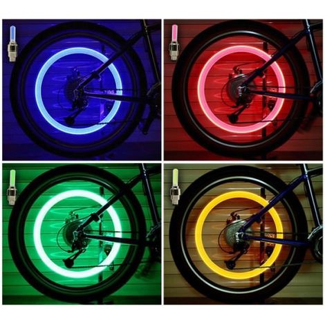 Bouchon De Valve - LED Rouge - Étanche Antichoc - Pour Vélo De Montagne Et Route - 2 Pièces (1/4)