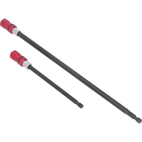 2 rallonges aimantées 150 et 300 mm + 2 embouts PH2, kit rallonge tournevis maintien ferme libération rapide, alliage aluminium acier noir 1/4 (1/5)