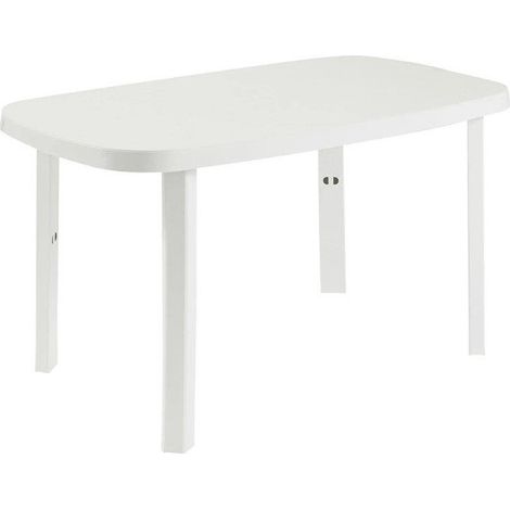Table de jardin ovale en résine blanche 140x80x72 cm – Élégante et spacieuse – Conçue pour repas en extérieur – Résistante aux intempéries