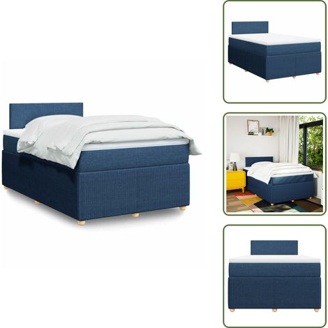 vidaXL Sommier à lattes de lit avec matelas bleu 120x190 cm tissu