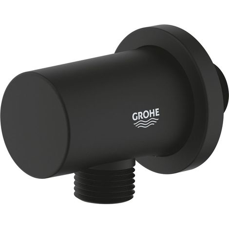 Grohe Rainshower Wandanschlussbogen, Außengewinde 1/2", mit runder Rosette und Halter, Phantom Black, 22118KF0 (1/5)
