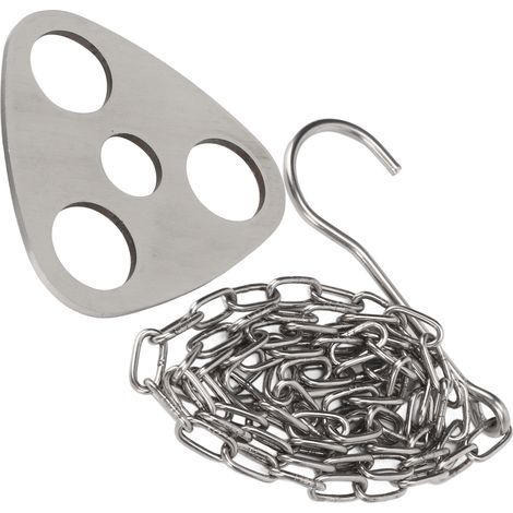 Support de casserole triangulaire portable à suspendre pour une utilisation en extérieur, en acier inoxydable, avec anneau de pique-nique multifonctionnel. (1/5)