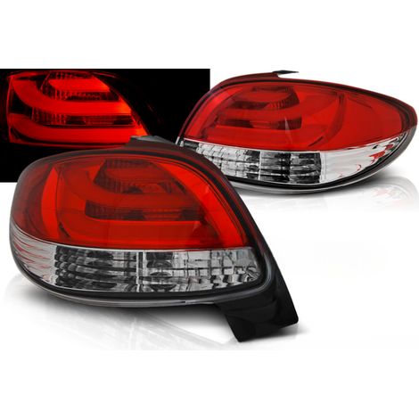 Paire de feux arriere Peugeot 206 de 1998 a 2005 LED BAR rouge blanc
