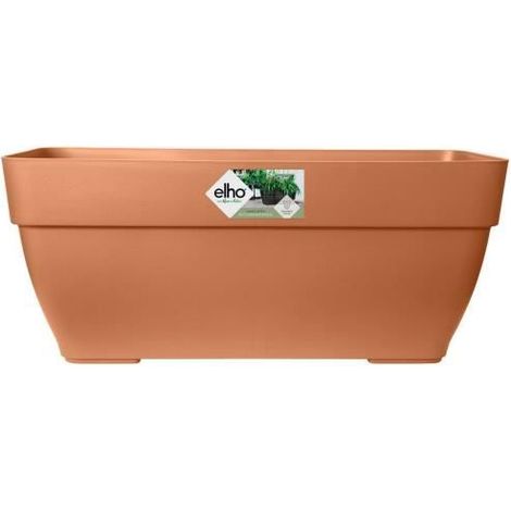 Elho Vibia Campana Bac a fleurs Terrasse 80 - Marron - L 77 x B 35 x H 33 cm - extérieur - 100% recyclé (1/6)