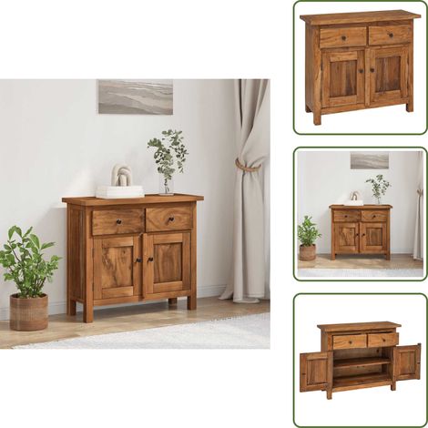Buffet bois d'acajou massif 75x30x65 cm - Buffet - Commode - Meuble De Rangement - Mobilier Rustique - Style Vintage (1/5)