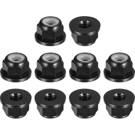 10pcs Nylon Insérer Hex Verrouillage Écrous M2 x 0.4mm (Noir) (1/5)