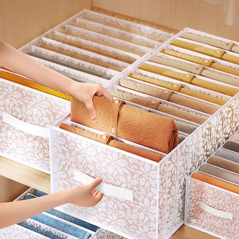 Organisateur De Vêtements - Boîte De Rangement Pour Armoire Avec Séparations - Pliable Et Lavable - 44 X 25 X 17 Cm - Blanc - 1 Pièce (1/5)
