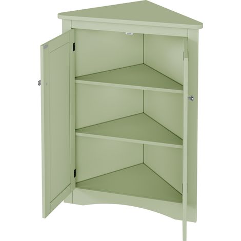 Armadio angolare da bagno 61,5x34,5x80 cm in MDF verde salvaspazio con 2 ante e 3 vani - CHICFURN (1/5)