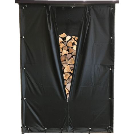 Wetterschutz Set Front und Rückwand für Kaminholzunterstand 143x70x185cm PVC Schwarz