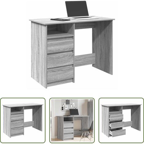 vidaXL Schreibtisch mit Stauraum - Schreibtisch Grau Sonoma 102x50x75 cm Holzwerkstoff (1/5)