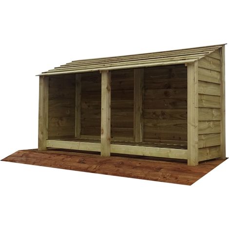 Wooden Log Store, W227xH126cm (Light green, natural finish)