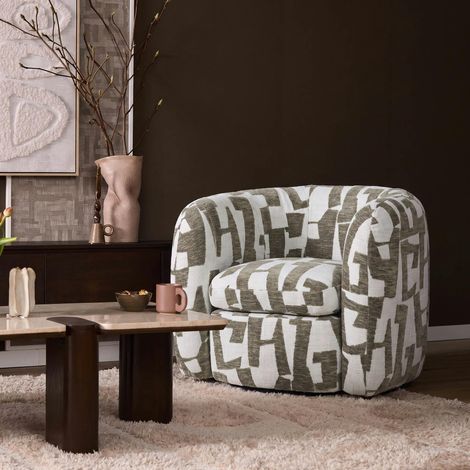 Fauteuil de salon rond vert à motif art déco CORTINA (1/5)