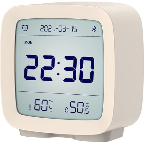 Radio-réveil numérique Bluetooth intelligent – Alarmes multiples, affichage de la température et de l'humidité, fonctionne sur piles, réglages via application (1/4)
