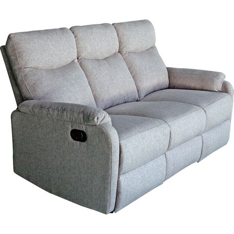 Home Heavenly® Sofá Relax Zar de 3 Plazas - Sofá Reclinable Manual con Sistema de Palanca y Tapizado en Tela, Estructura de Made  Color : Gris (1/5)