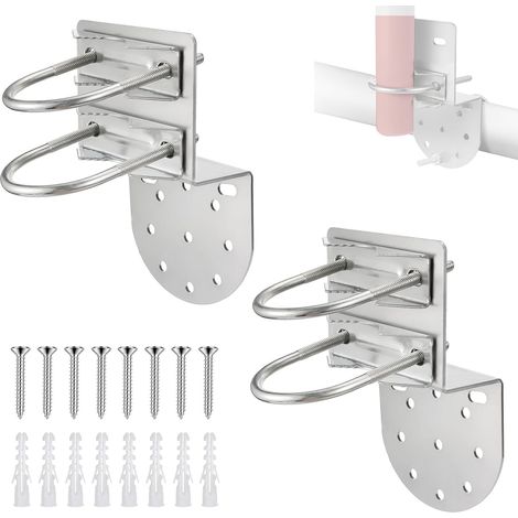 2 pièces Support de poteau d'antenne avec double boulons en U Placage de fer Dacromet Pince à mât antenne Support de mâchoire en V pour 25-50 mm diamètre satellite, radio,parasol,station météo (1/5)