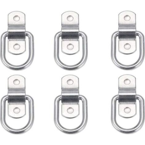 Anneaux d'arrimage D robustes en acier galvanisé – Lot de 6 pièces, fixation universelle pour remorques, sangles et crochets (1/3)