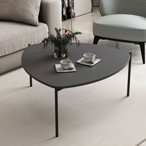 Couch-Tisch Atesino, mit Füßen, dreieckig, Platte in Anthrazit-Farbverlauf, 90x89x40h cm Schwarz Anthrazit (1/5)