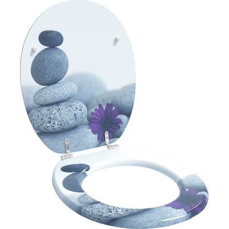 Soft-Close Toilet Seat Grey 44 x 38 cm MDF board vidaXL