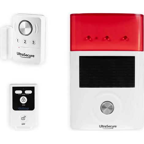 Kit autonome sans-fil détecteur choc et ouverture porte fenêtre avec sirène + sirène solaire + télécommande (gamme BT) (1/5)