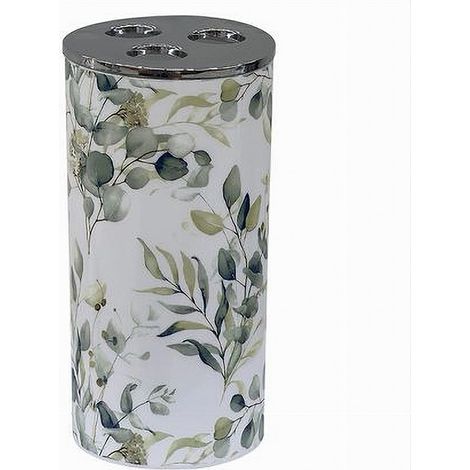 Cleafe - Bicchiere Porta Spazzolino 3 Fori Fiori Foglie Accessorio Arredo Da Bagno 87055 - (1/2)