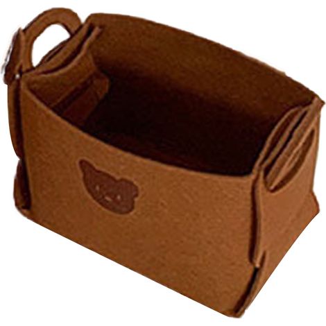 Panier de rangement en feutre avec poignées, pliable, pour linge, goûters, jouets et vêtements. Motif ours, brun rougeâtre. Idéal pour la maison ou le bureau.