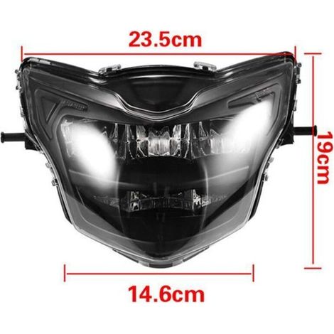 Faro anteriore a LED modificato per moto, con abbaglianti e anabbaglianti, adattato ai modelli Yamaha LC135 V2-V6. (1/3)