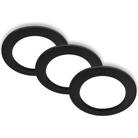 Briloner JEFT Set di 3 faretti da incasso, piatti, diametro 12 cm, luce bianca neutra, nero, Ø12 x 2,8 cm