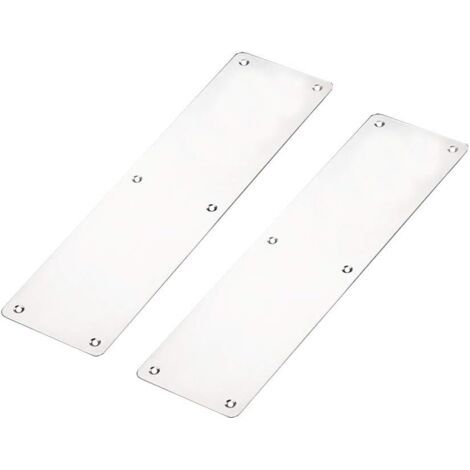 Tür-Fingerdruckplatte, 2 x feuerfeste Tür-Fingerplatte, Druckplatte 300 x 80 mm, Trittplatte aus gebürstetem Edelstahl, Tür-/Untertürschutz mit Schrauben, quadratische Ecke (1/5)
