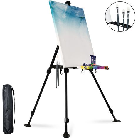 Trintion Table Easel Box Art Supplies Easel Box Wooden Adjustable Foldable Desktop Sketch Portable Art Painting Storage Box (Metal Easel Stand) (1/5)