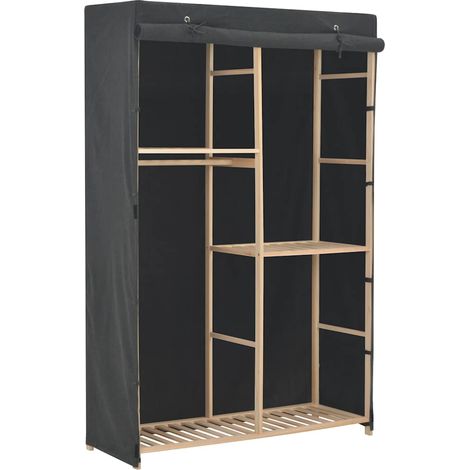 3-stufiger Kleiderschrank Grau 110 x 40 x 170 cm Stoff