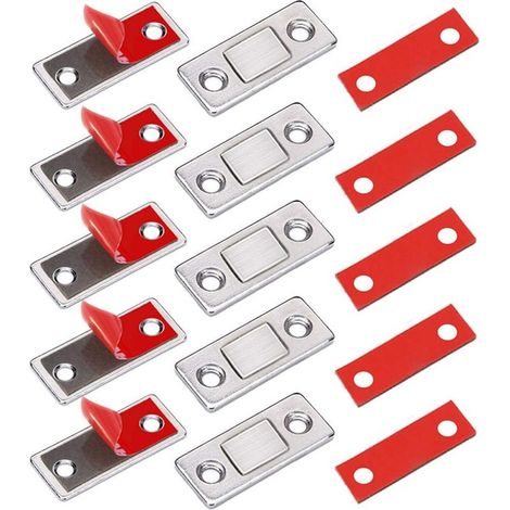 Loquet Magnetique Aimant porte Placard 5 Pièces Très Mince loquets magnétiques à Coller Aimant Fermeture Adhesif Meuble Aimant Puissant pour Porte Coulissante Tiroirs Fenetre Aimanté Armoire (1/5)