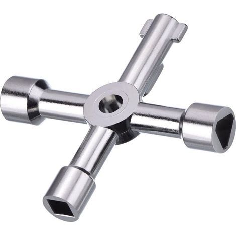 4-Wege-Multifunktionsschlüssel zum Öffnen von Zählerschränken für Wasser, Gas und Strom (silber) (1/5)