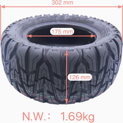 Reinforced 13-inch electric scooter tires, 125/60-7 tubeless all-terrain tires, TUOVT wear-resistant tires. (1/4)