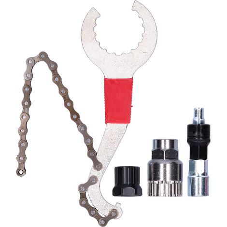 Kit de réparation vélo 3 en 1 : outil de démontage de cassette, fouet à chaîne, kit d'extraction de pignon. (1/5)