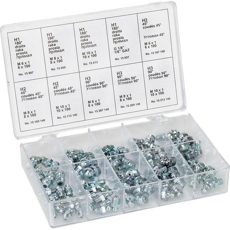 Pressol – Boîte d'assortiment de graisseurs 70 pièces – Accessoire d'entretien pour outils motorisés – Rangement pratique en plastique - X590242