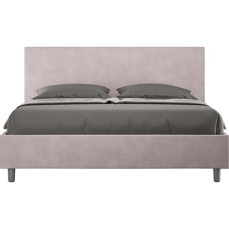 Letto Matrimoniale 160x200 cm con Rete e Contenitore Giroletto con Alzata Comoda Imbottito in Microfibra Adele Glicine (1/5)