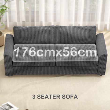 Canapé 3 places avec coussins décoratifs, velours côtelé gris foncé 212 cm pour salon ou chambre (1/4)