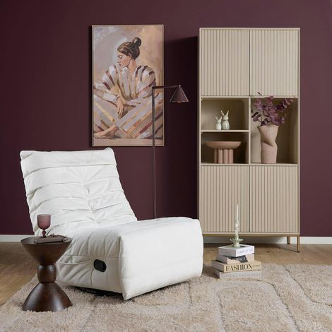 Fauteuil relax inclinable blanc tissu plissé BELORA (1/5)