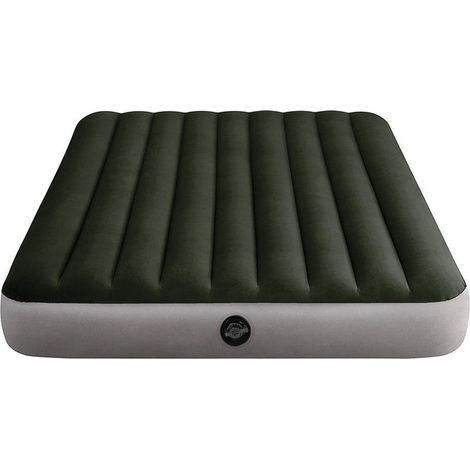Intex – Matelas gonflable 203 x 152 x 25 cm – Construction Fiber Tech – Surface en velours pour confort – Pompe Quick Fill incluse