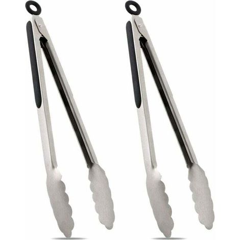 Lot de Pinces de Cuisine Professionnelles - Acier Inoxydable avec Embouts en Silicone antiadhésifs et résistants à 250°C - Ustensiles de Cuisine excellentes pour Cuisiner, Servir et Griller (1/4)