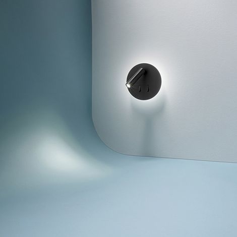 Applique in metallo verniciato nero Plug LED 6W + 3W faretto spot 3000K CRI80 220-240V 50/60Hz 346Lm + 150Lm faretto spot biemissione