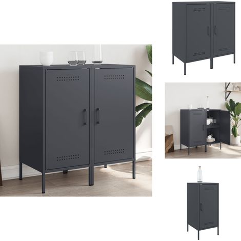 The Living Store Buffets 2 pcs anthracite 36x39x79 cm acier - Buffet anthracite (1/5)