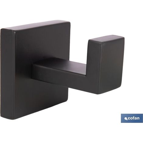 Appendiabiti in acciaio nero opaco con design quadrato serie Faial 5,5 x 6 x 5,5 cm