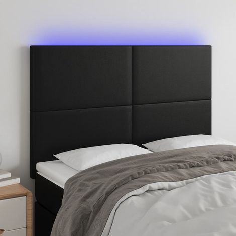 Cabecero con luces LED cuero sintético negro 144x5x118/128 cm vidaXL