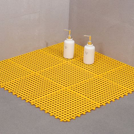 30 x 30 cm große, verschweißbare Antirutschmatte aus gelbem TPE für Bad und Küche – komfortabel und flexibel